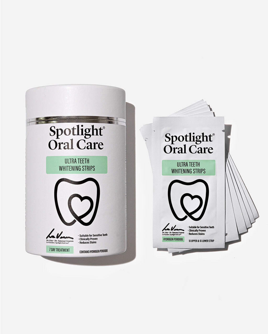 Spotlight Oral Care Ultra Teeth Whitening Strips – 7 Day Treatment featuring PAP, Hydrogen Peroxide, and Hydroxyapatite for effective stain removal and enamel protection​