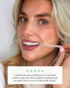 Clinically proven whitening strips designed to whiten teeth in 7 days without causing sensitivity​