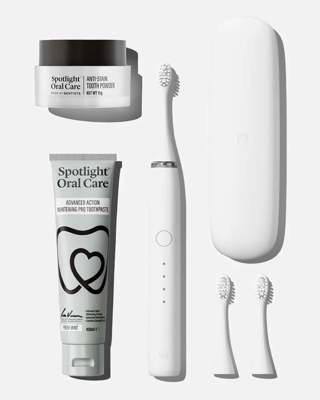 Spotlight Oral Care Triple Action Teeth Whitening Trio with Advanced Action Whitening Toothpaste, Sonic Toothbrush and Anti-Stain Tooth Powder