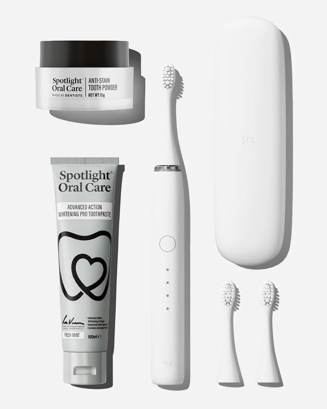 Spotlight Oral Care Triple Action Teeth Whitening Trio with Advanced Action Whitening Toothpaste, Sonic Toothbrush and Anti-Stain Tooth Powder