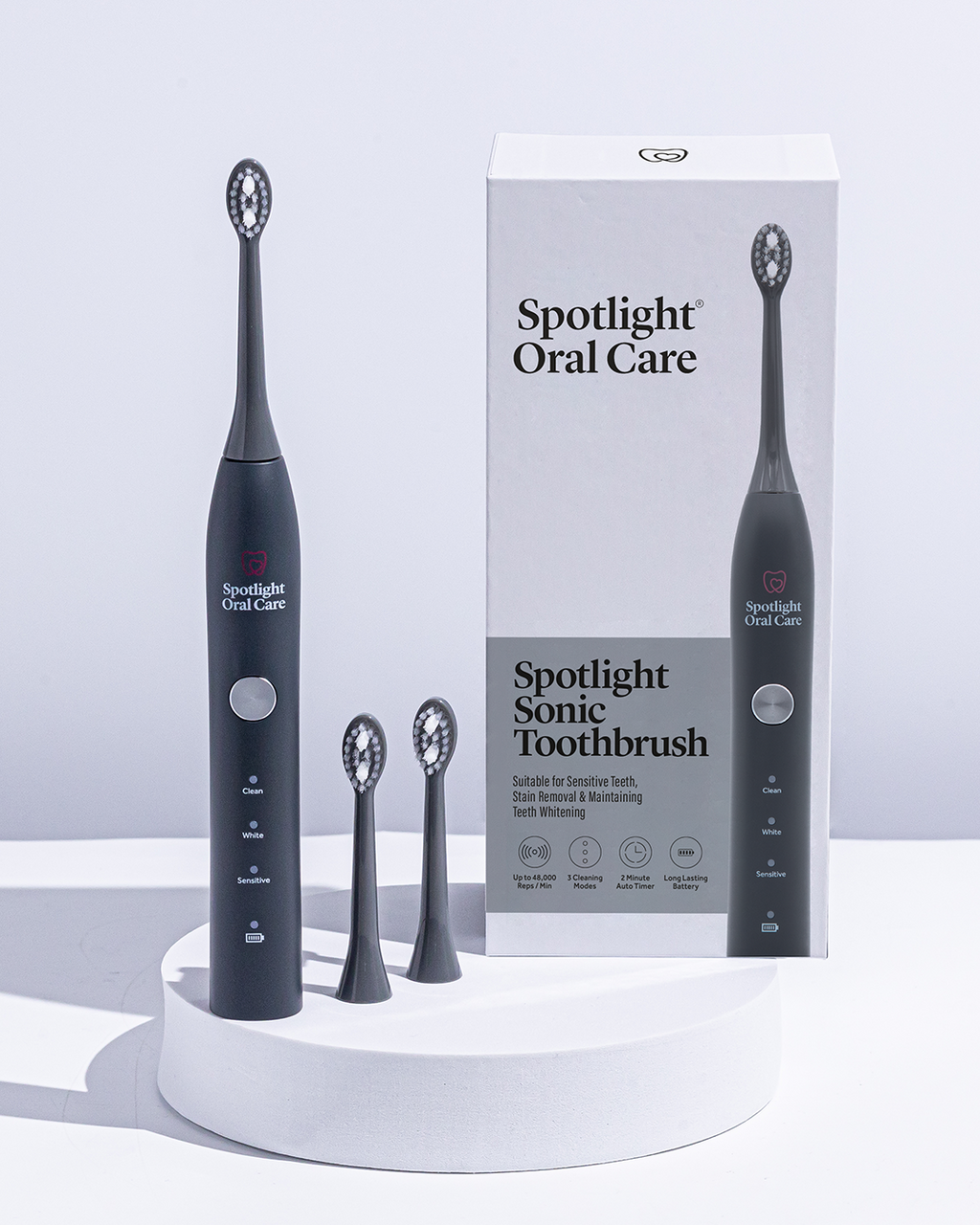 Sleek and stylish Graphite Grey Sonic Toothbrush offering a professional-level clean with included charger and nine months of replacement heads​