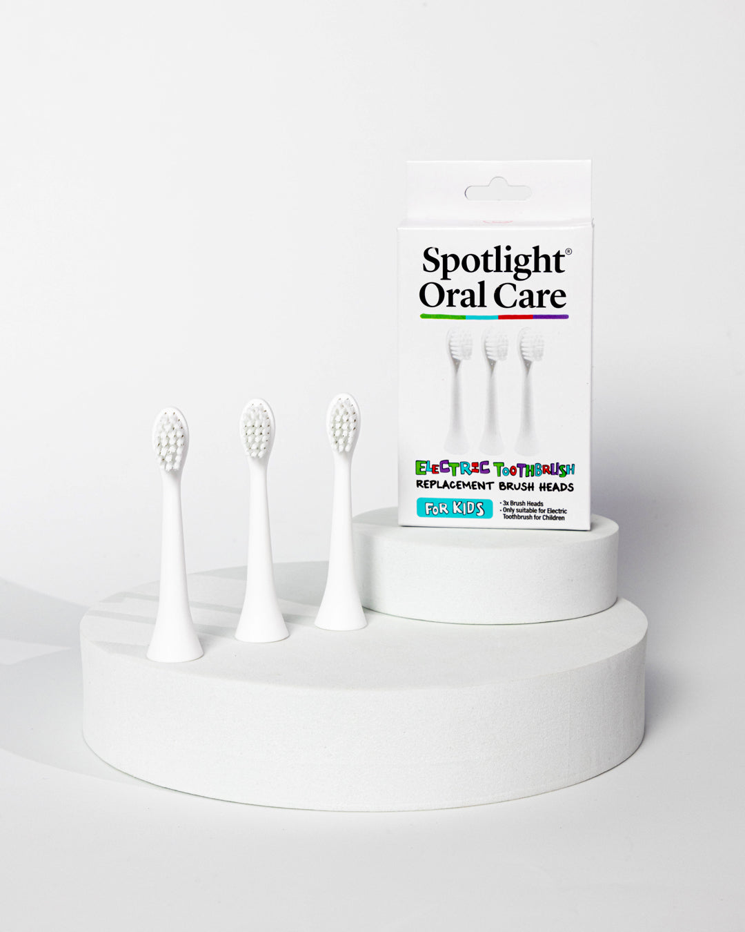 Spotlight Oral Care's Kids Electric Toothbrush Replacement Heads offering a convenient solution for maintaining children's dental health​