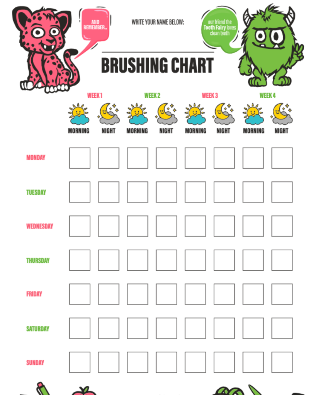 Kids Brushing Chart