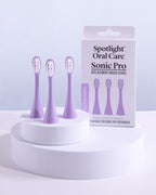 Set of three Wisteria Purple Sonic Pro brush heads designed for optimal plaque removal and gum health​