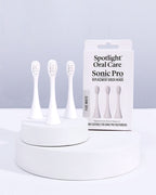 Dentist-developed Pure White replacement heads for the Sonic Pro Toothbrush, recommended for replacement every 3 months to maintain oral hygiene​