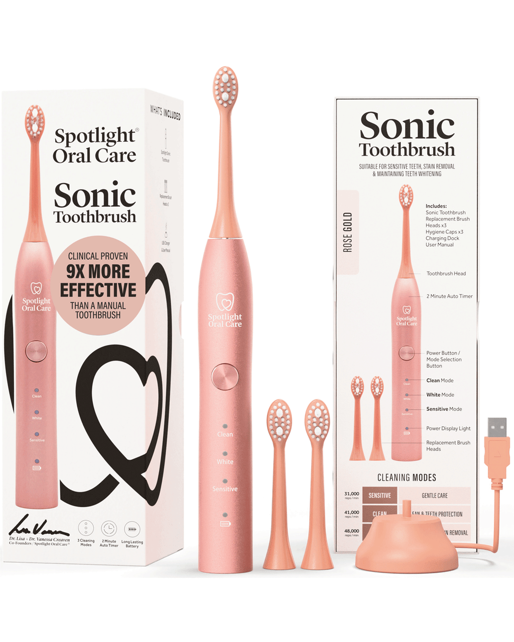 Personalised Rose Gold Sonic Electric Toothbrush & 1 Year Supply of Brush Heads