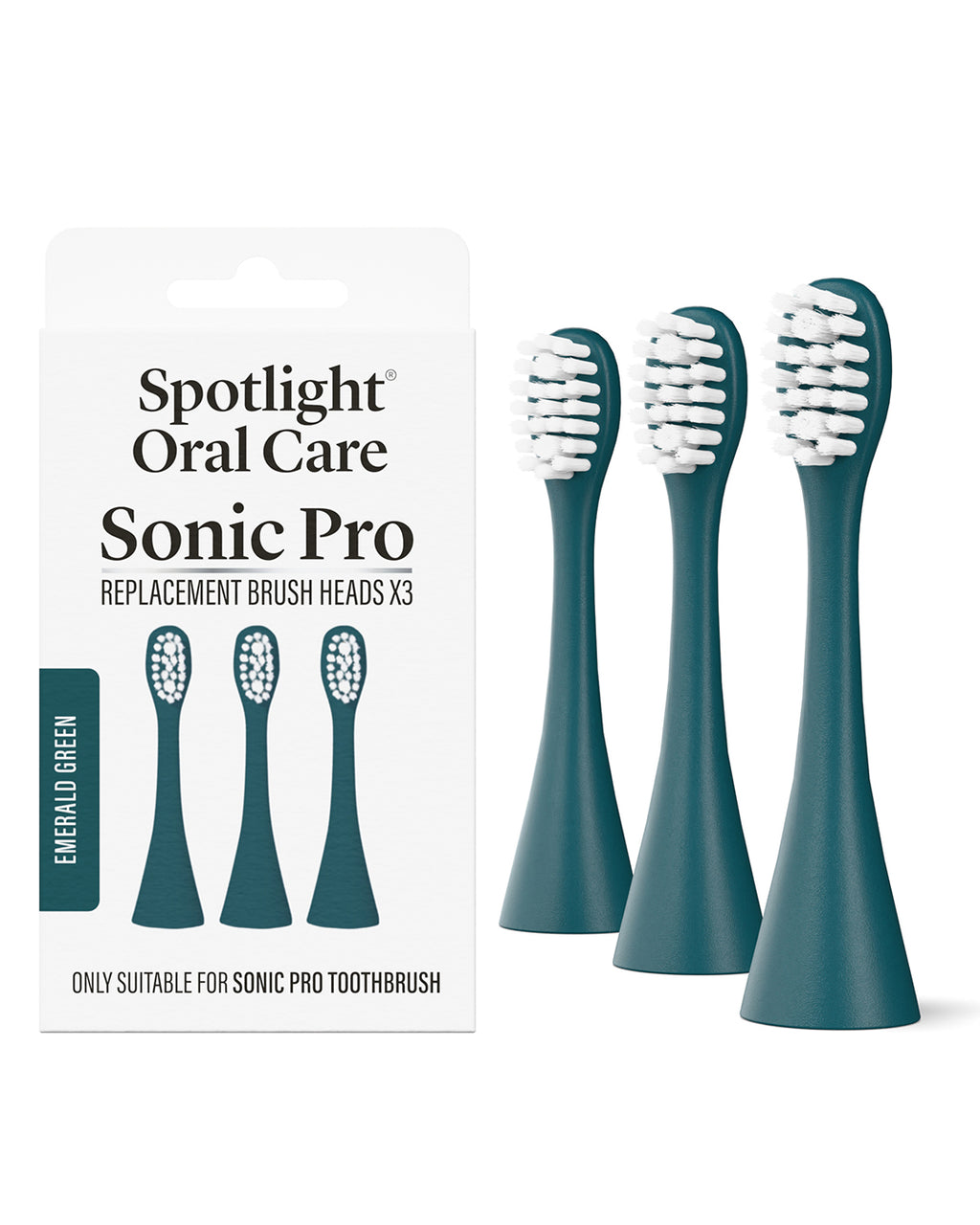 Sonic Pro Toothbrush Replacement Heads - Emerald Green