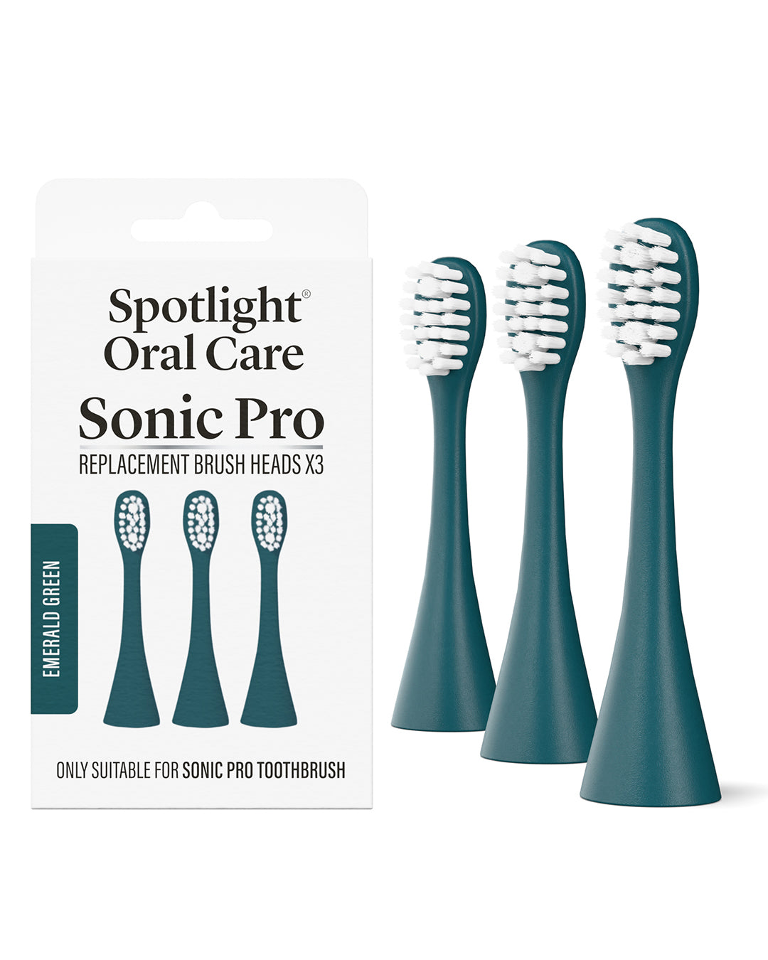 Sonic Pro Toothbrush Replacement Heads - Emerald Green
