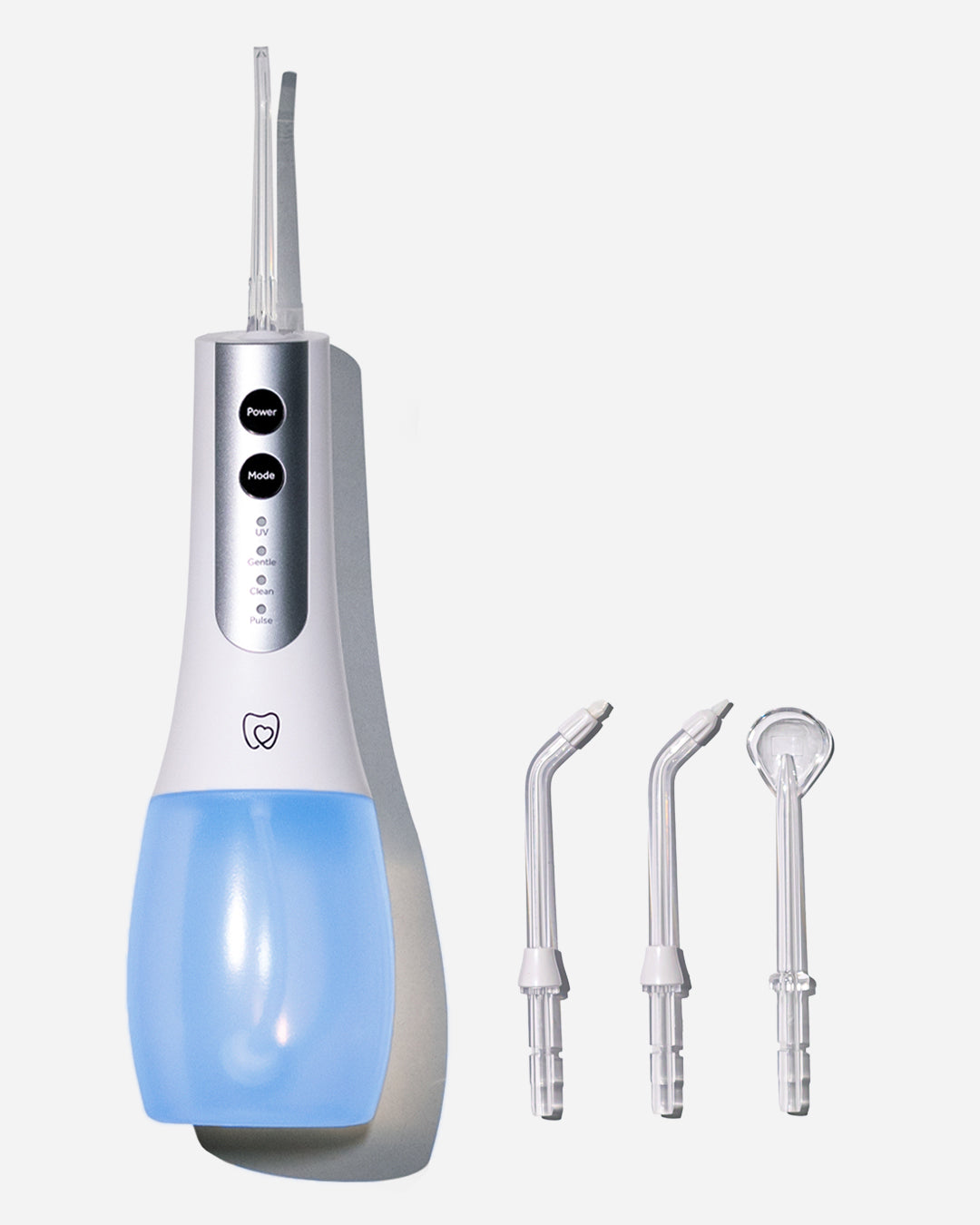 Spotlight Oral Care Water Flosser with UV Steriliser featuring three operating modes—Gentle, Clean, and Pulse—for customised interdental cleaning​