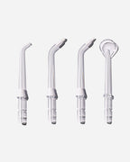 Spotlight Oral Care Water Flosser Replacement Tips set including Classic Jet Tip, Orthodontic Spray Tip, Periodontal Pocket Sprinkler, and Tongue Scraper for comprehensive oral hygiene​