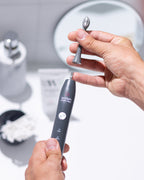 Graphite Grey replacement brush heads compatible with Spotlight's Sonic Toothbrush, recommended for replacement every 3 months to maintain optimal oral hygiene​