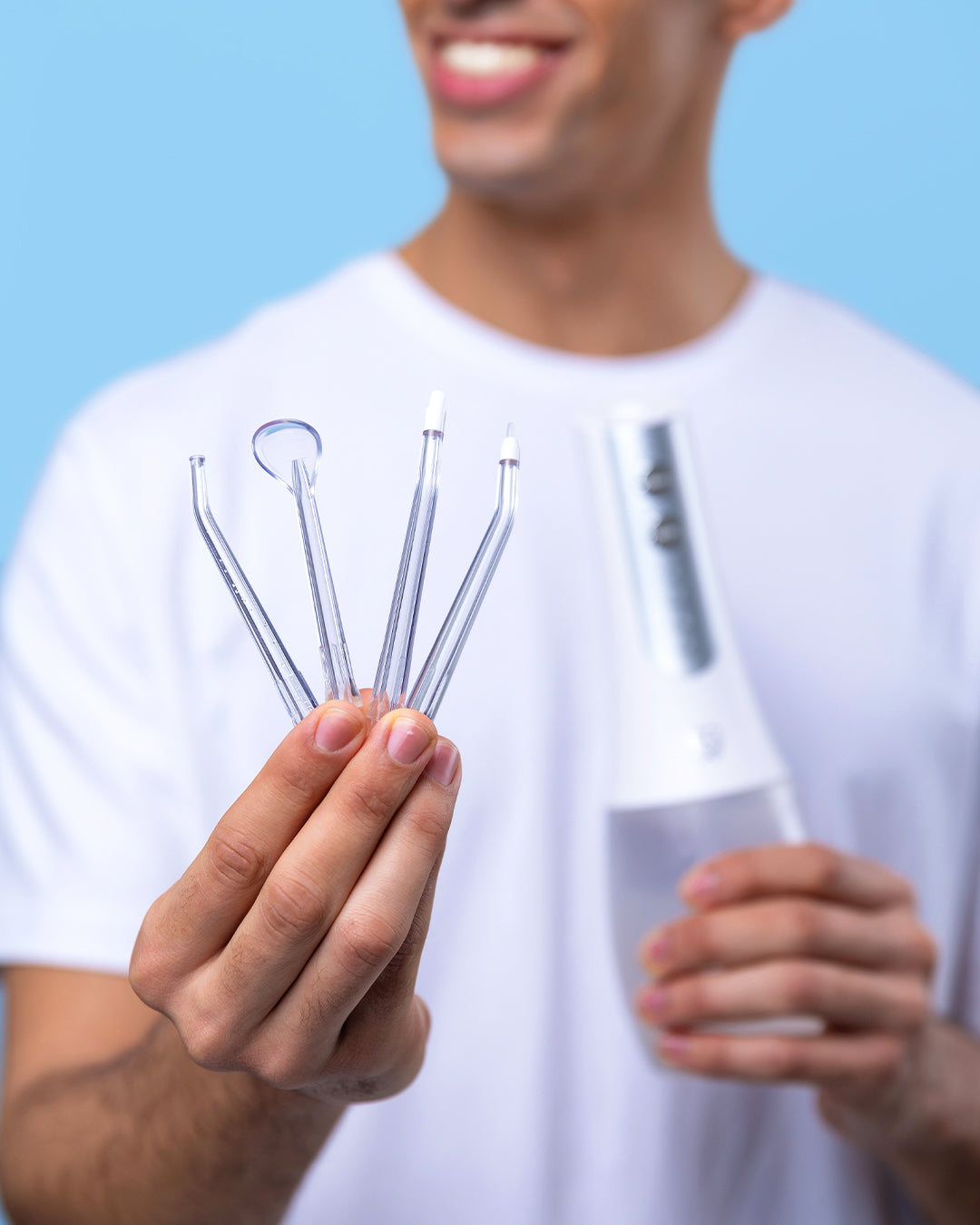 Set of four tips compatible with the Spotlight Water Flosser with UV Steriliser, offering tailored solutions for various dental needs​
