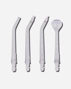 Spotlight Oral Care Water Flosser Replacement Tips set including Classic Jet Tip, Orthodontic Spray Tip, Periodontal Pocket Sprinkler, and Tongue Scraper for comprehensive oral hygiene​